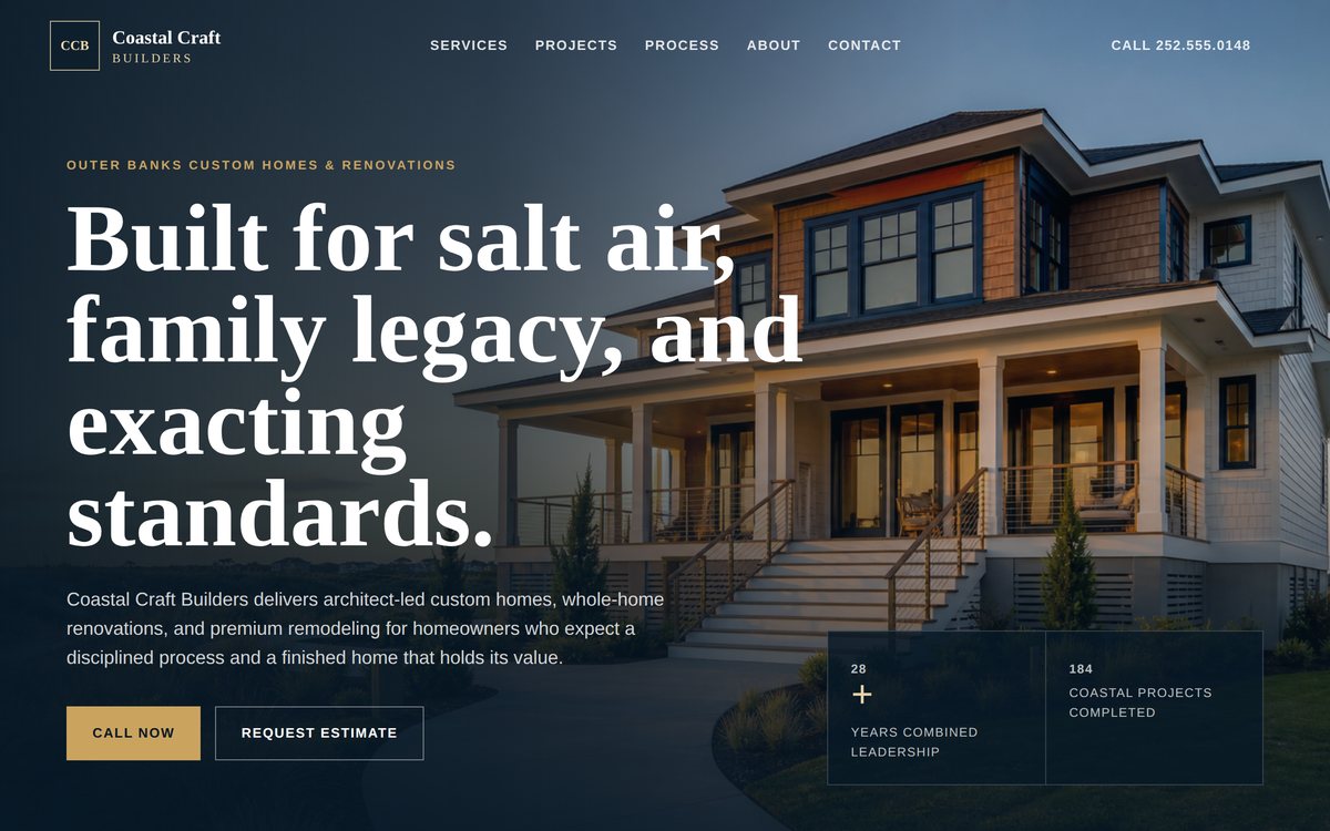 Coastal Craft Builders construction website
